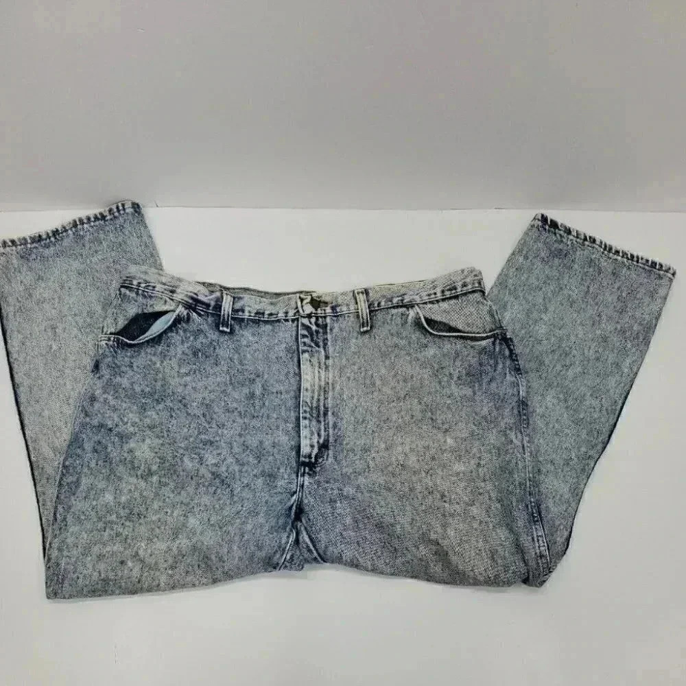 Vintage Rustler Stonewash Acid Jeans Men's Size 44x30 Made in USA